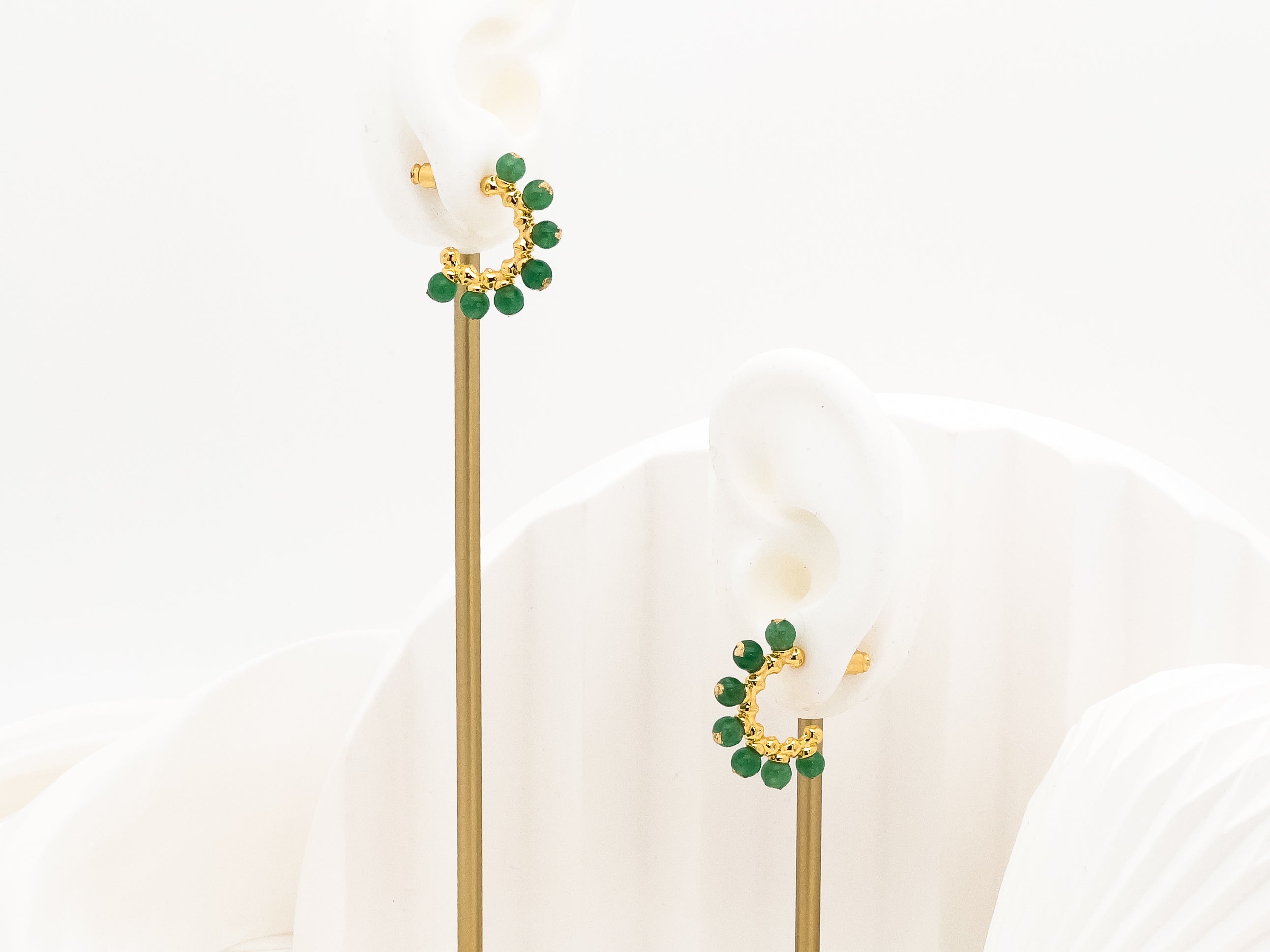 Emerald Gala Beads Stud Hoops