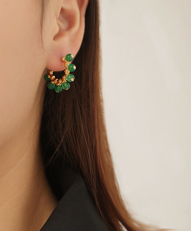 Emerald Gala Beads Stud Hoops