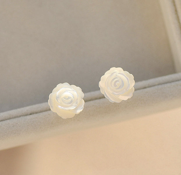 Sweet White Rose Earrings For Sale - Ladies Jewelry  | Chic Chic Bon