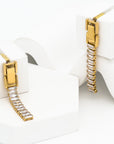 Multiwear Diamond on gold buckle drop earrings