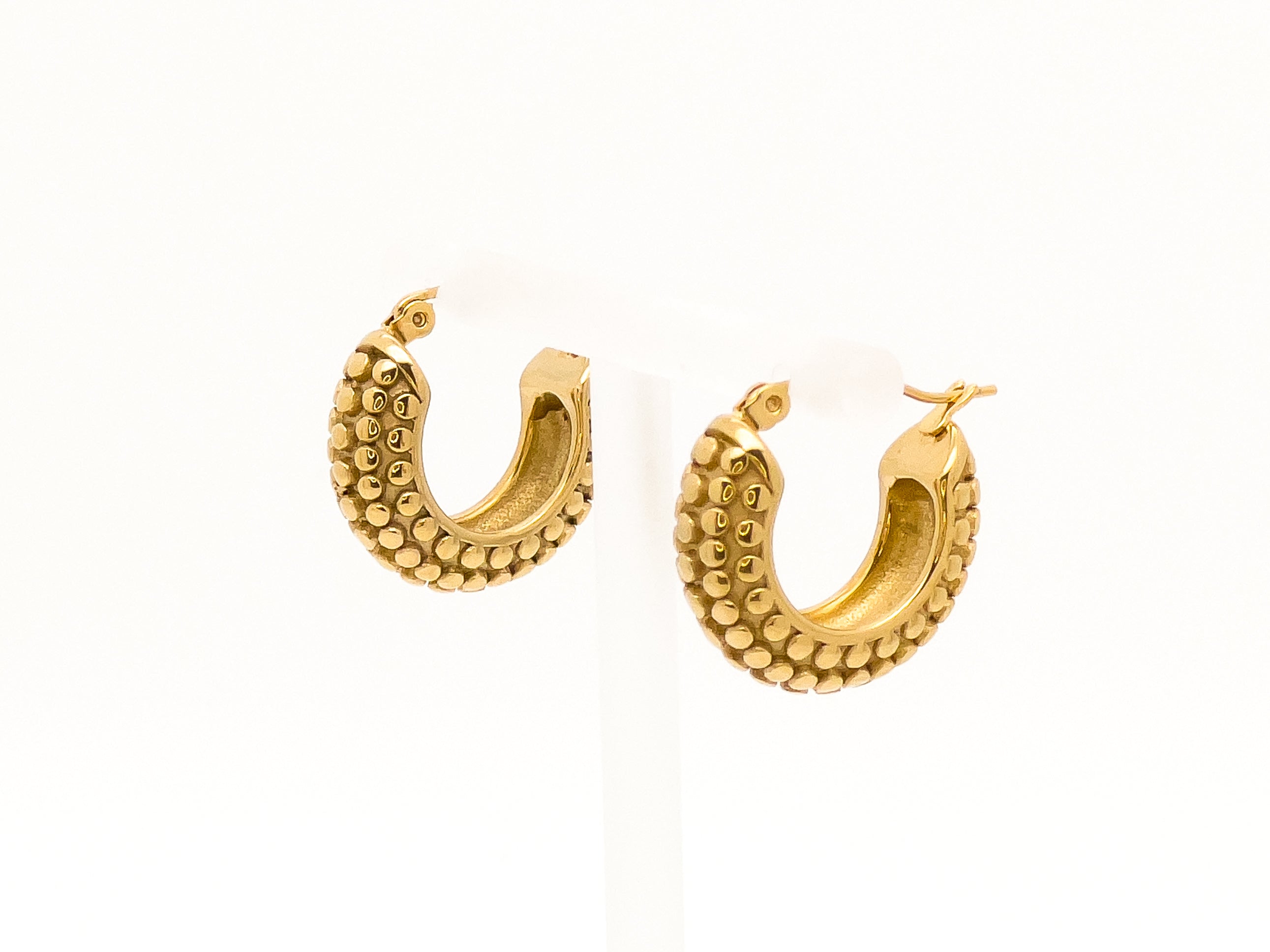 Monica Textured Gold Huggie Earrings - Fashion Jewelry  | Chic Chic Bon