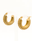 Monica Textured Gold Huggie Earrings - Fashion Jewelry  | Chic Chic Bon