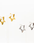 star earrings in gold and silver