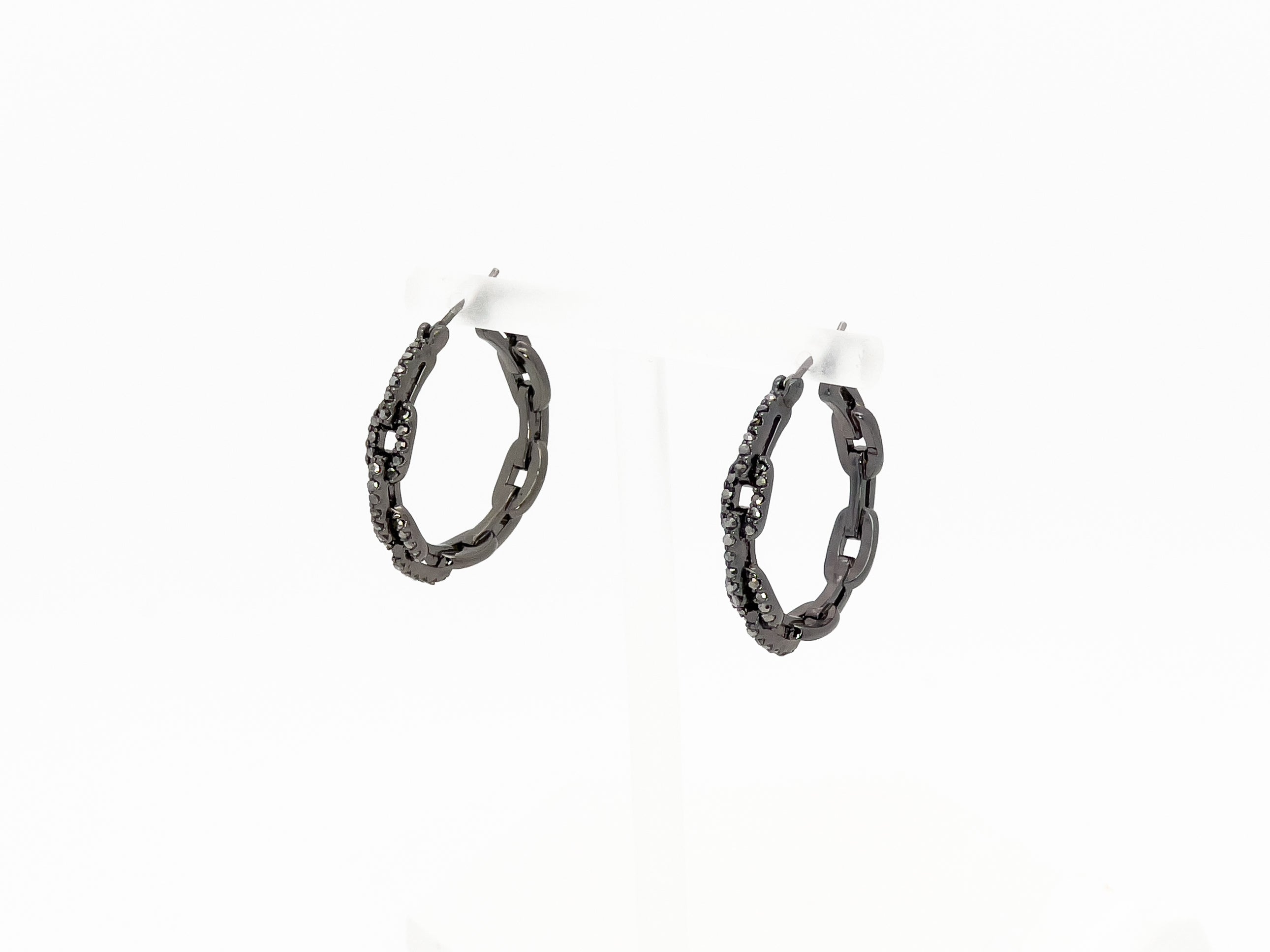Black crystal hoops earring
