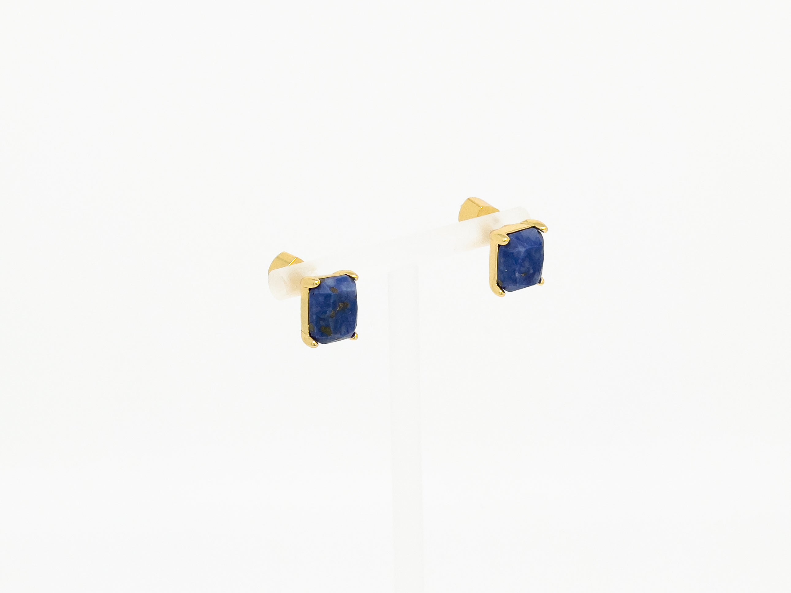 Blue lapis with gold base stud earring