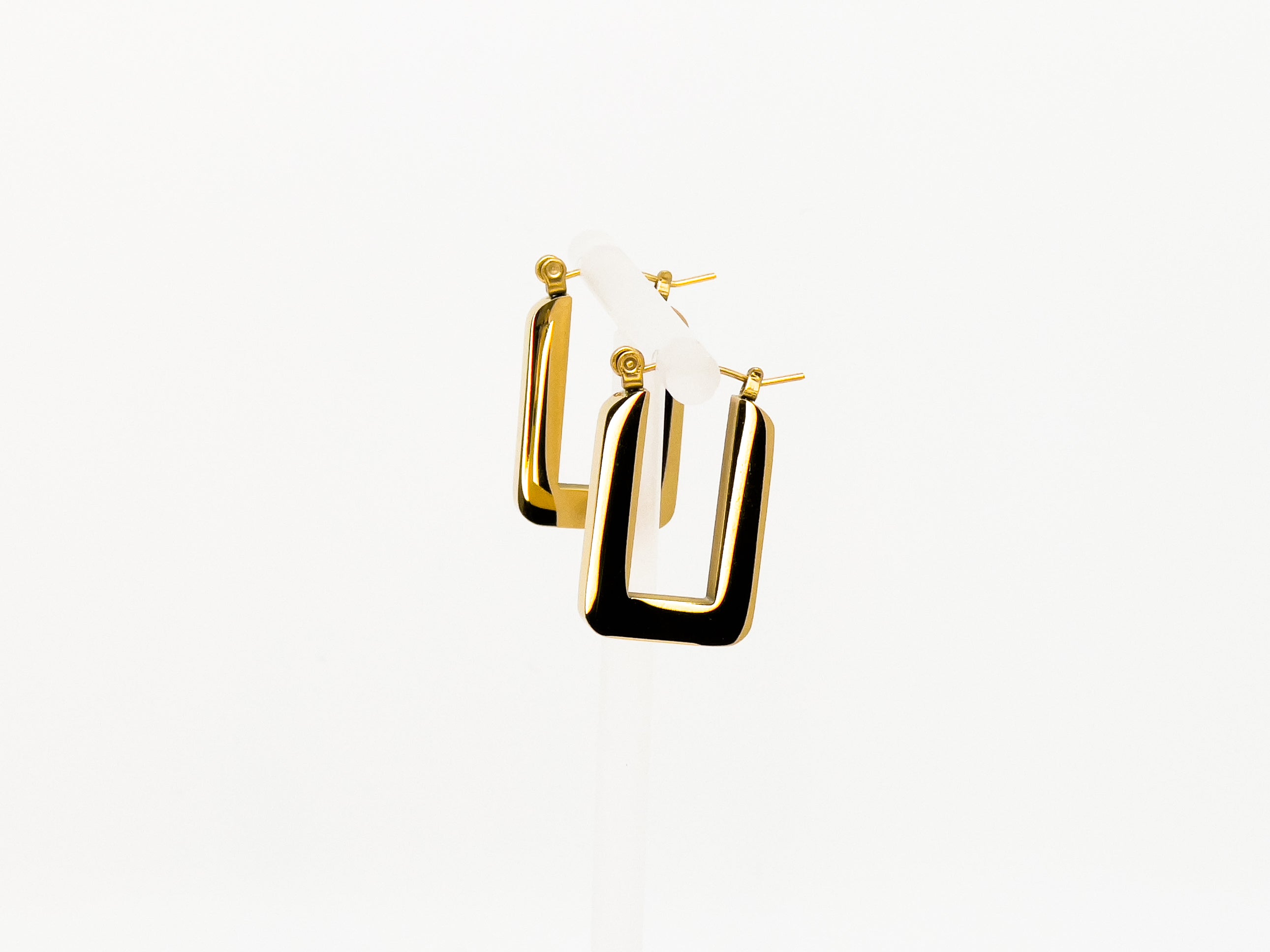 Hailey U Shape Polished Gold Hinged Hoop Earrings - Fashion Jewelry - Chic Chic Bon