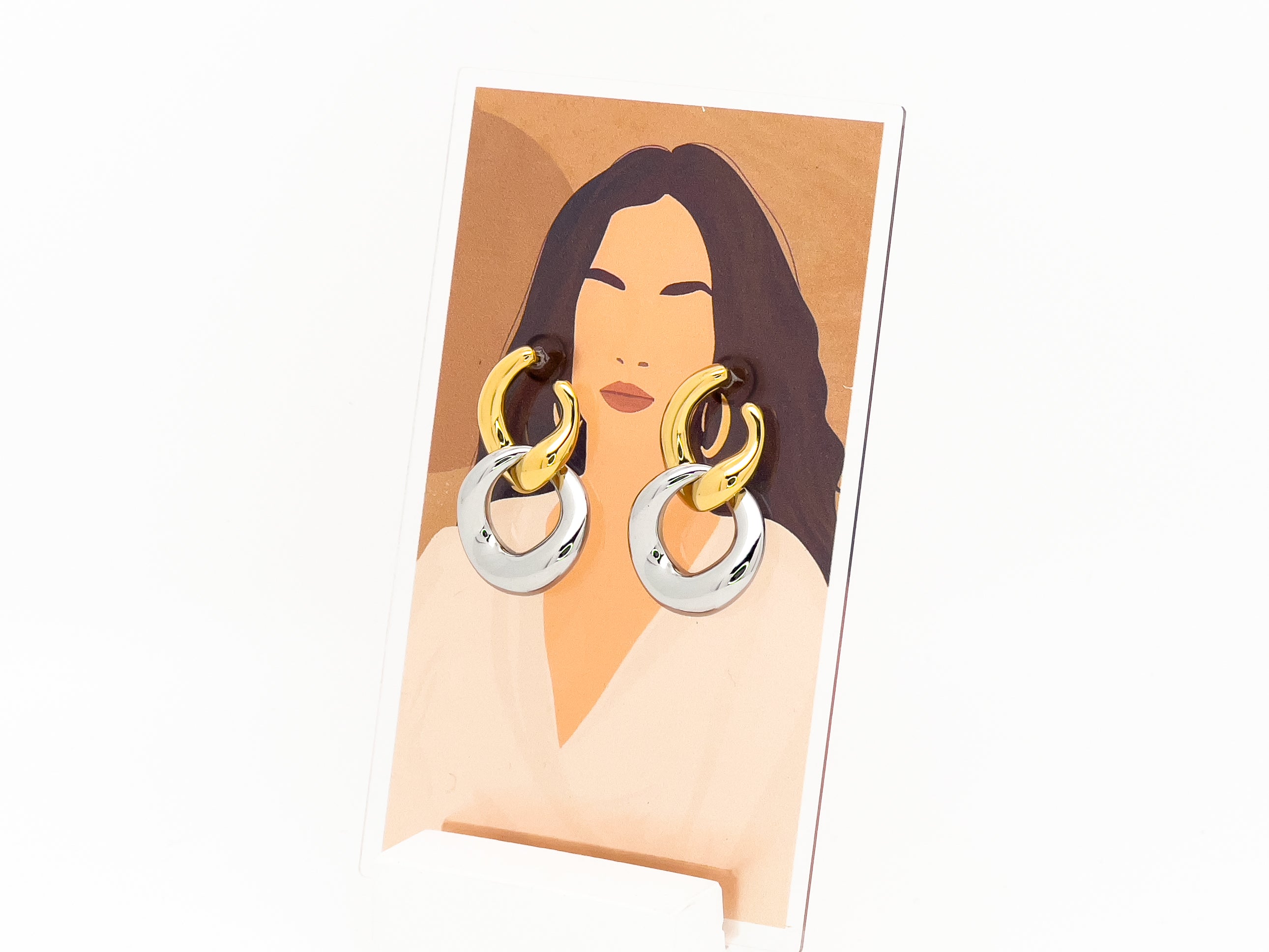 Double The Beauty Multi-Wear Gold and Silver Earrings - Jewelry  | Chic Chic Bon