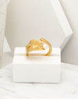 Twisted Pure Gold Leaf Pearl Ring - Fashion Jewelry | chic chic bon