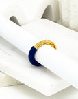 Eden Fun Enamel Gold Ring in Navy Blue - Fashion Jewelry | chic chic bon