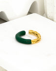 Eden Fun Enamel Gold Ring in Green color - Fashion Jewelry | chic chic bon