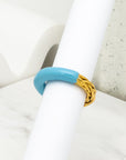 Eden Fun Enamel Gold Ring in sky blue- Fashion Jewelry | chic chic bon