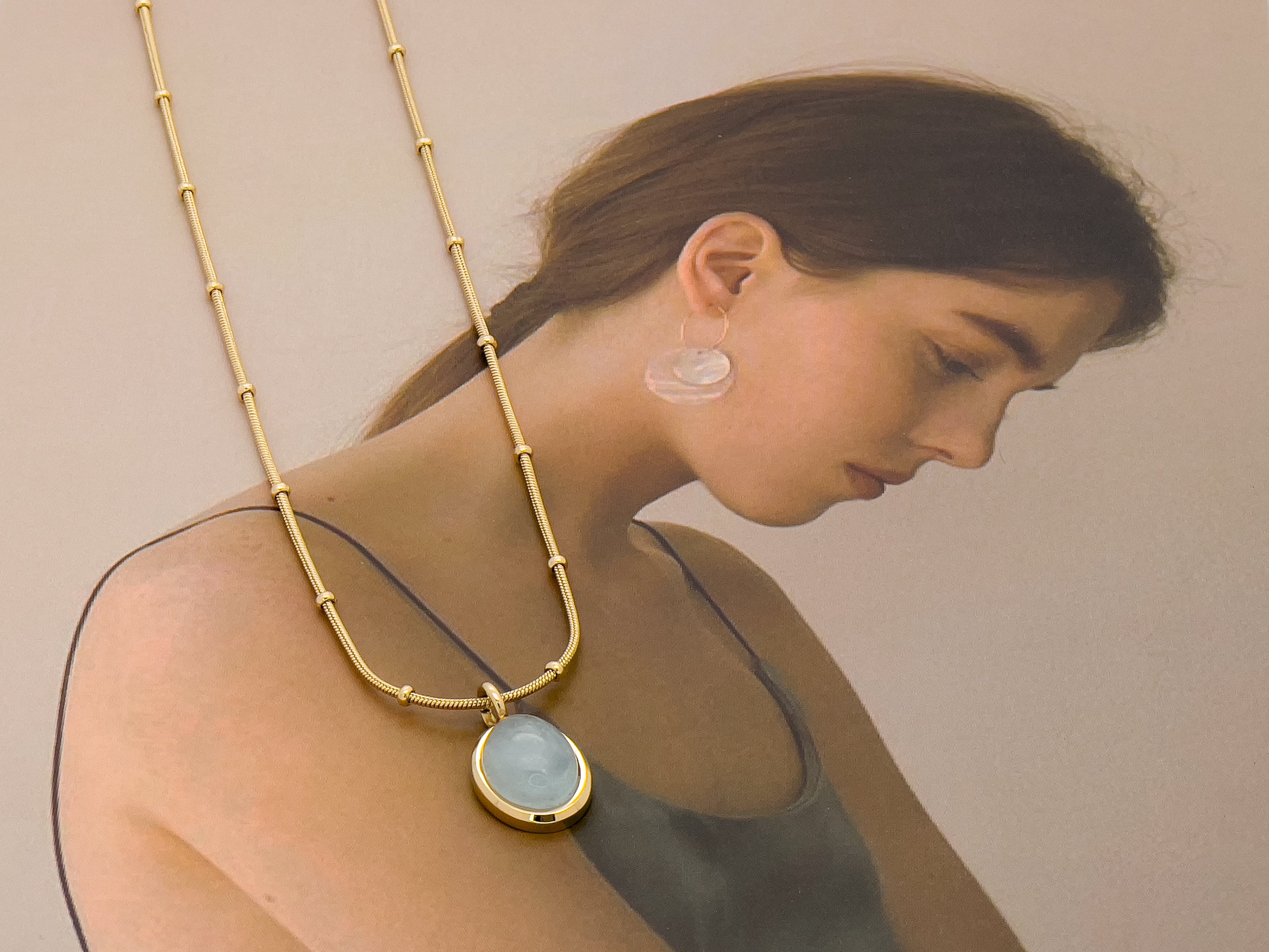 Aqua blue gem stone necklace