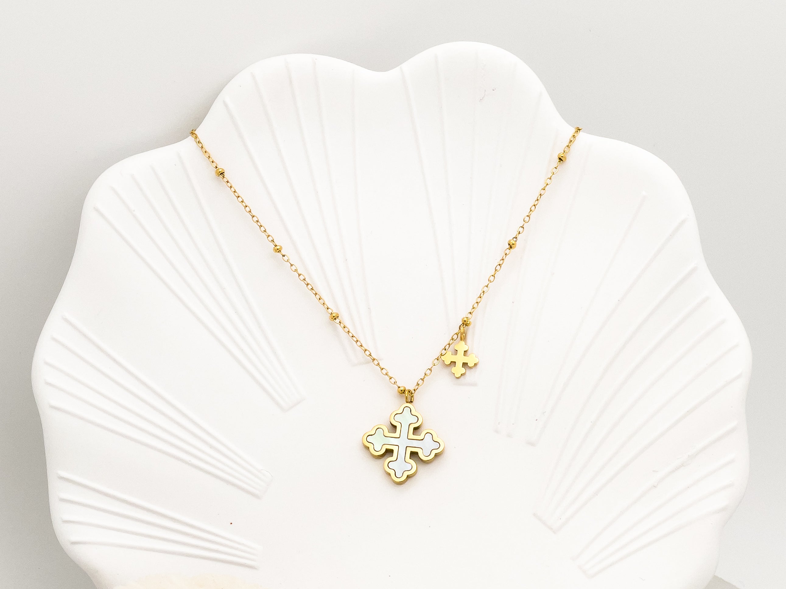 Merlot Shell Cross Pendant Necklace - Jewelry Store | Chic Chic Bon