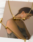 Khloe Gold Bar Chain Necklace and Bracelet  - Fashion Jewelry Shop | Chic Chic Bon