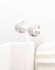 Olivia Polished Silver Shell Hoop Earrings - Fashion Jewelry  | Chic Chic Bon