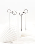 Sweetie Bow Tie Statement Drop Earrings in Silver  - Fashion Jewelry  | Chic Chic Bon