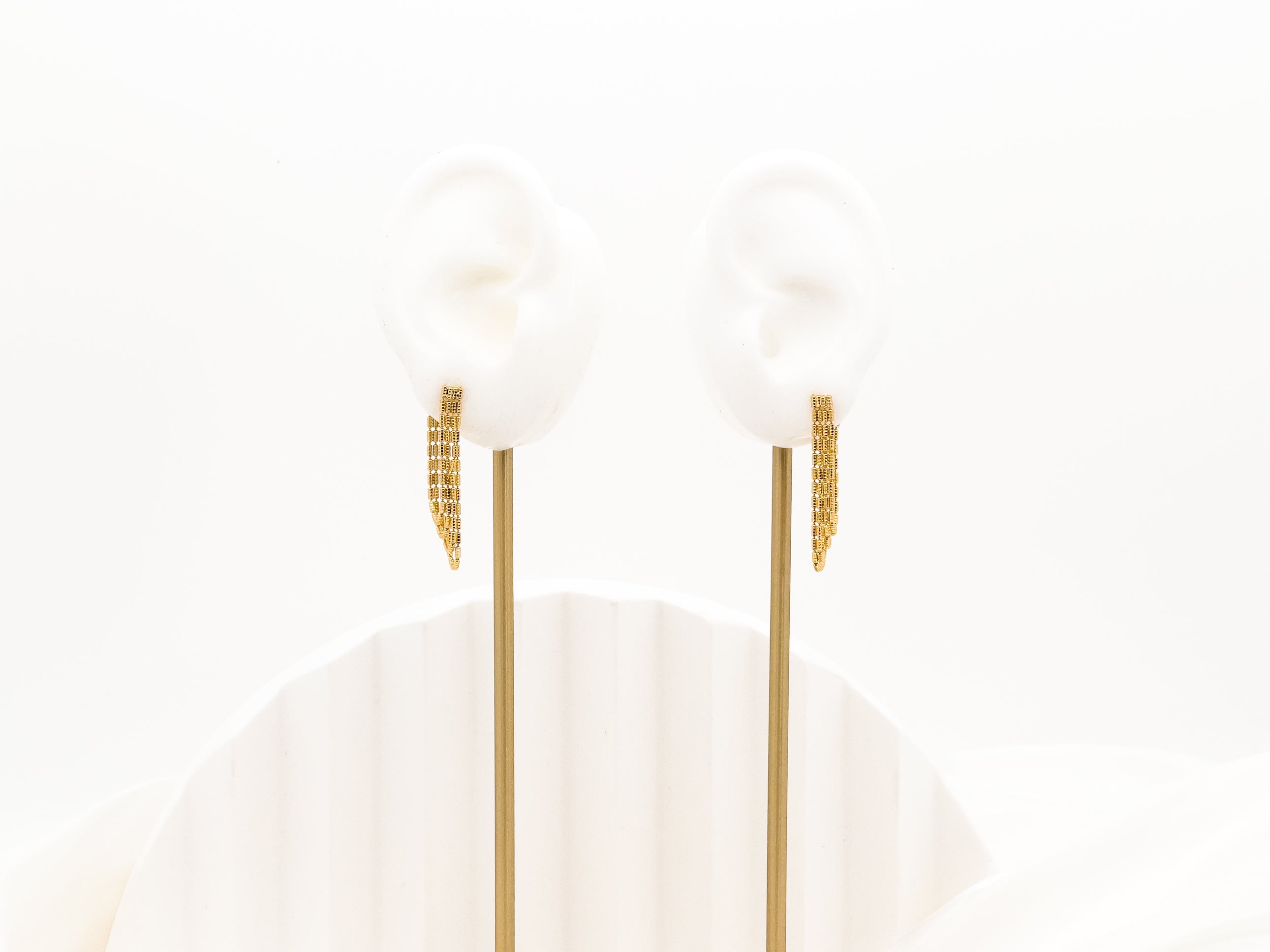 Gold Fledged Draping Drop Stud Earrings - Fashion Jewelry  | Chic Chic Bon