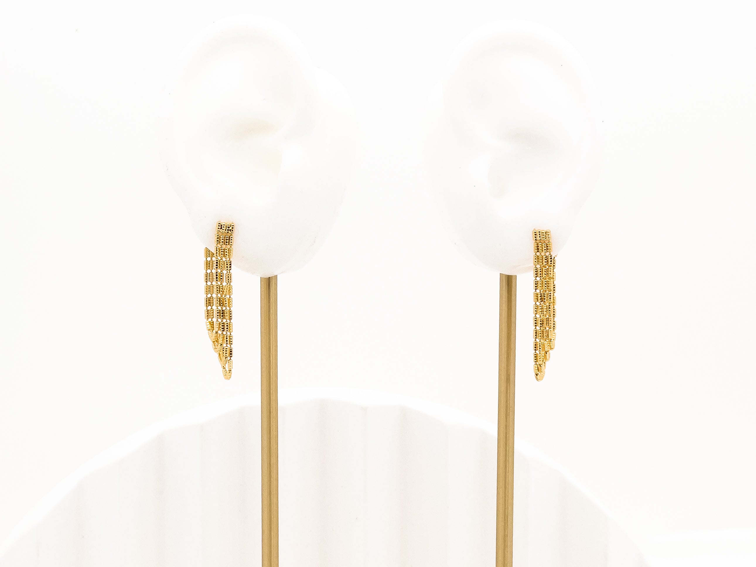 Gold Fledged Draping Drop Stud Earrings - Fashion Jewelry  | Chic Chic Bon