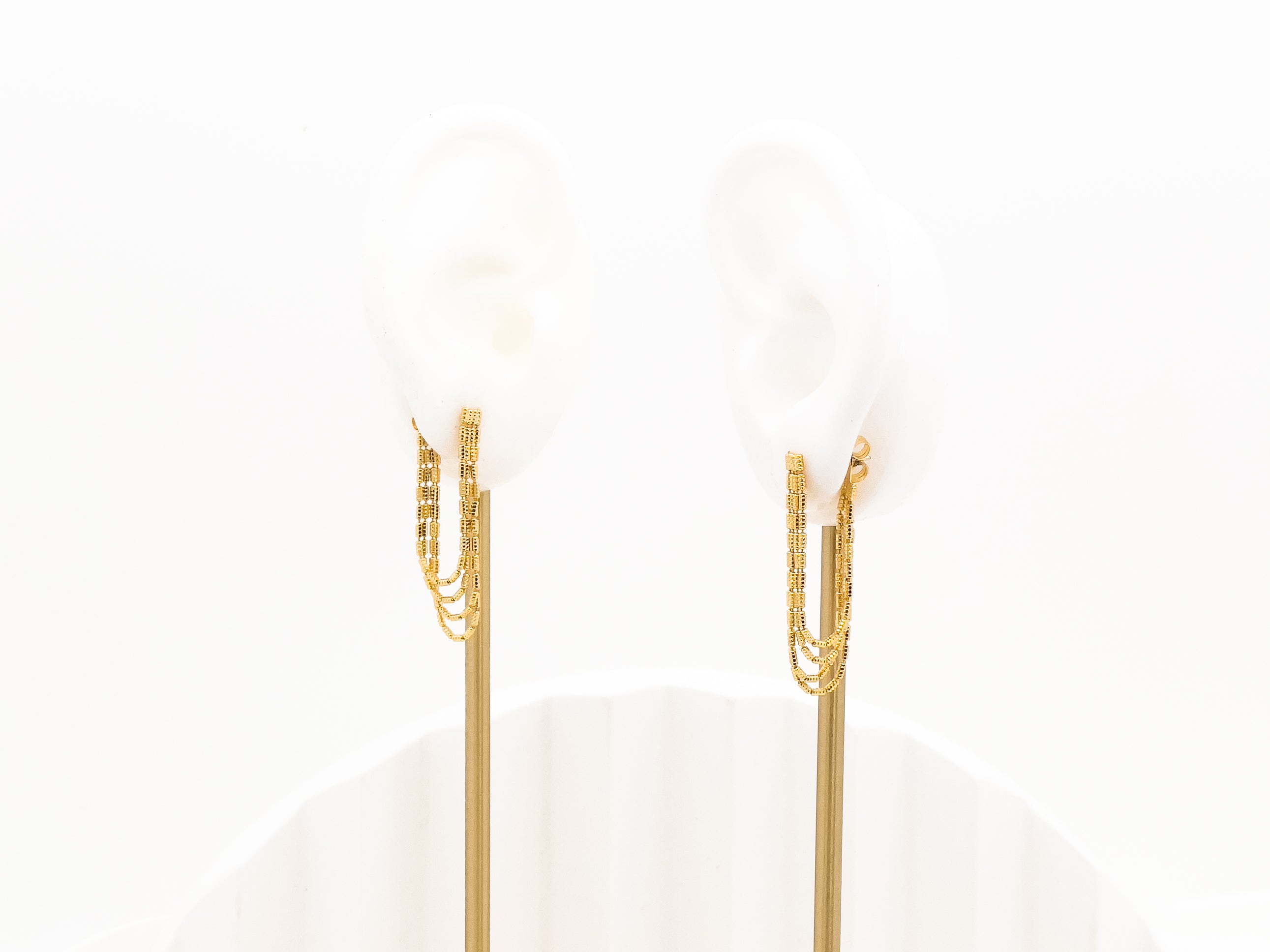 Gold Fledged Draping Drop Stud Earrings - Fashion Jewelry  | Chic Chic Bon