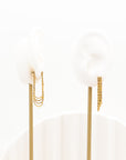 Gold Fledged Draping Drop Stud Earrings - Fashion Jewelry  | Chic Chic Bon