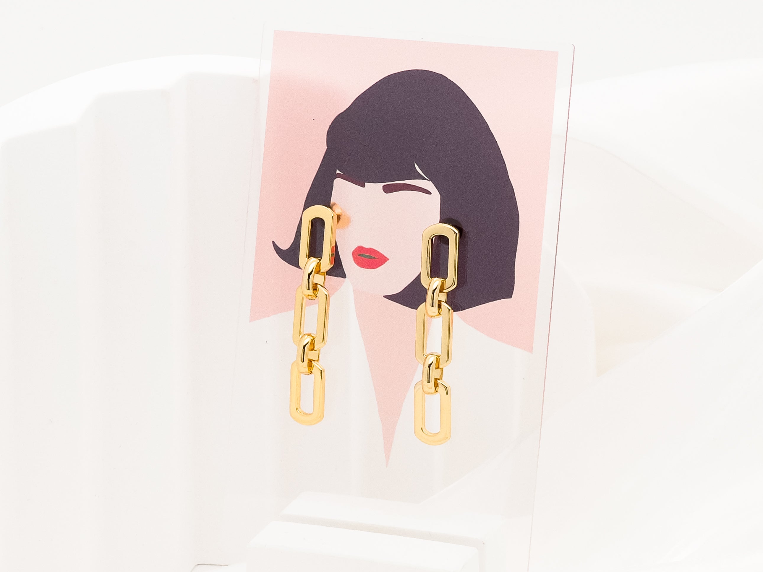 Kelly Interlocking Chain Drop Stud Earrings For Sale - Fashion Jewelry  | Chic Chic Bon