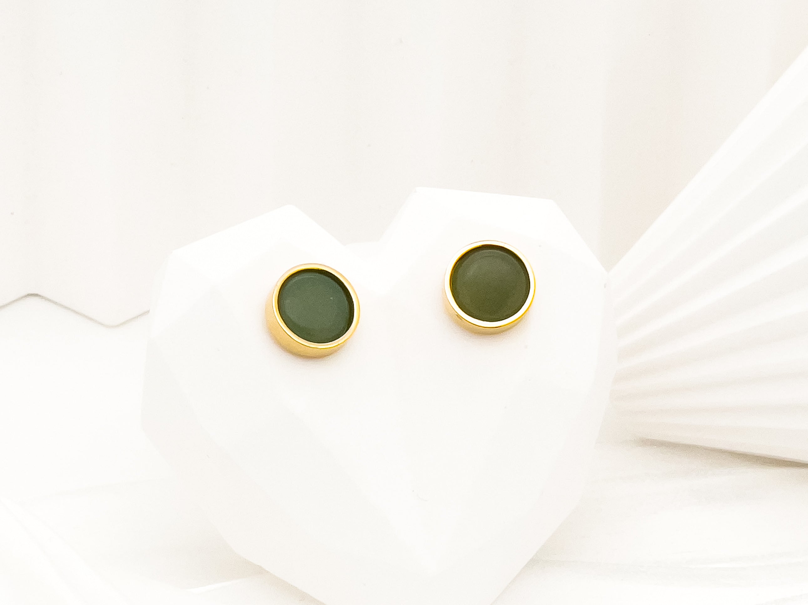 Green Pupil Stud Earrings with Gold Backing - Fashion Jewelry  | Chic Chic Bon