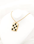 Mason Checkered Pendant Necklace  - Everyday Jewelry | Chic Chic Bon