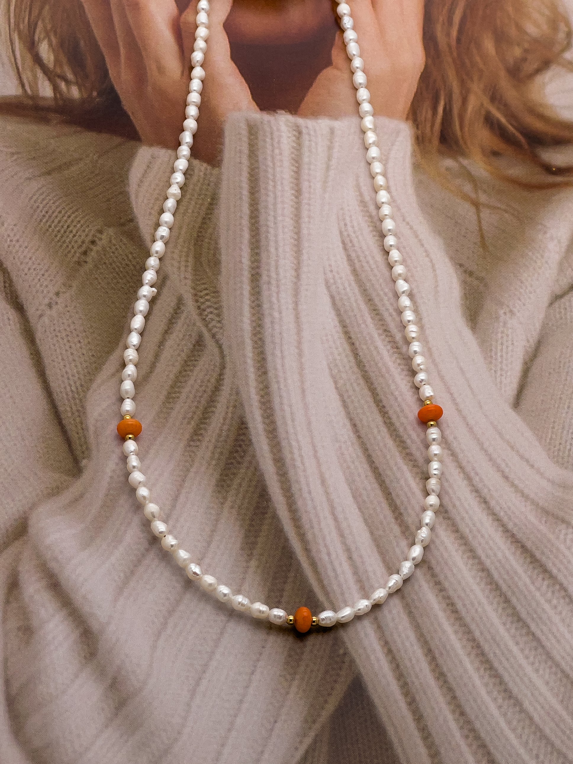 Persimmon Pearl Gem Choker Necklace - Everyday Jewelry | Chic Chic Bon