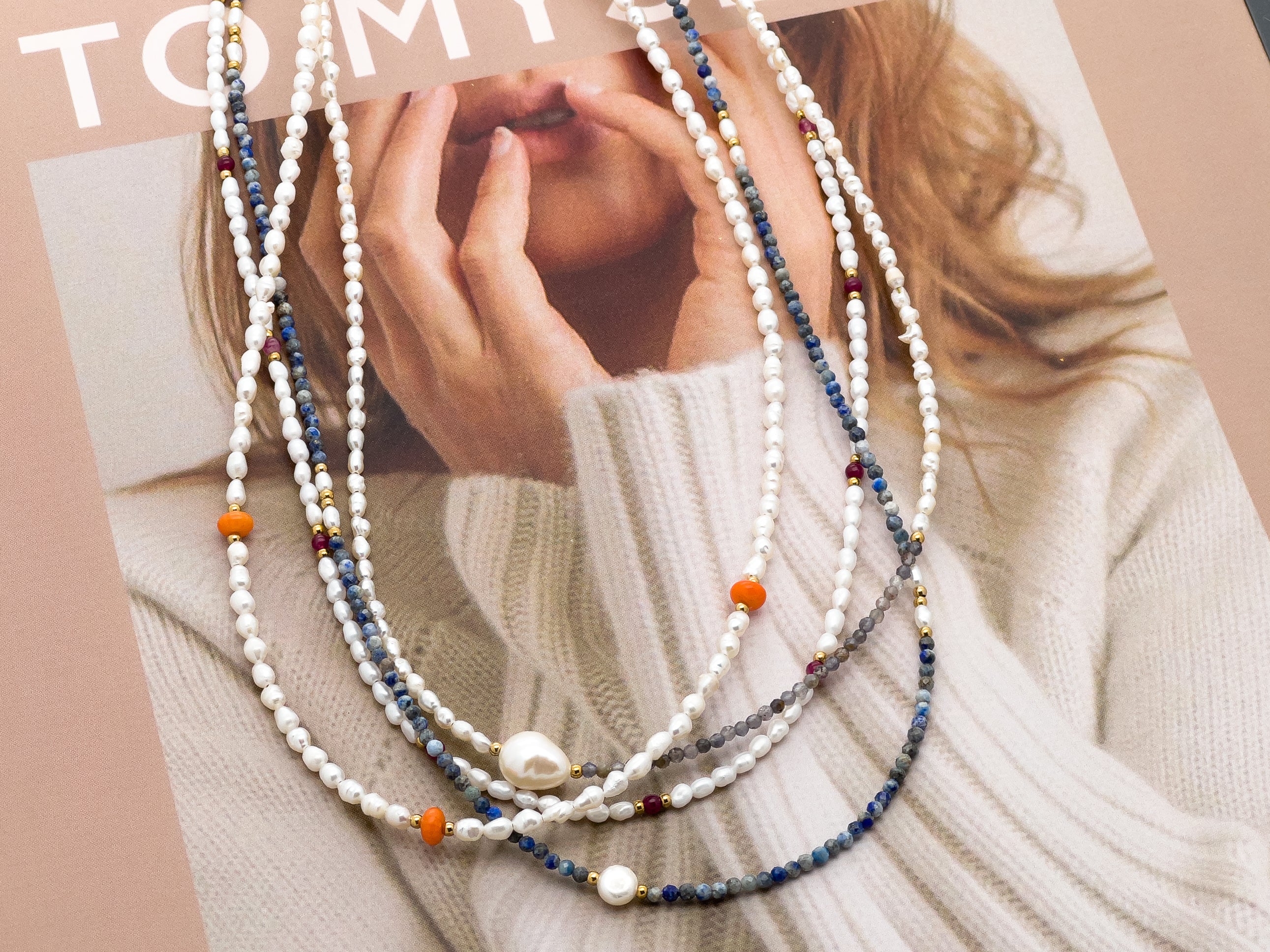 Oceana Lapis Beads Layered Choker Necklace - Everyday Jewelry | Chic Chic Bon