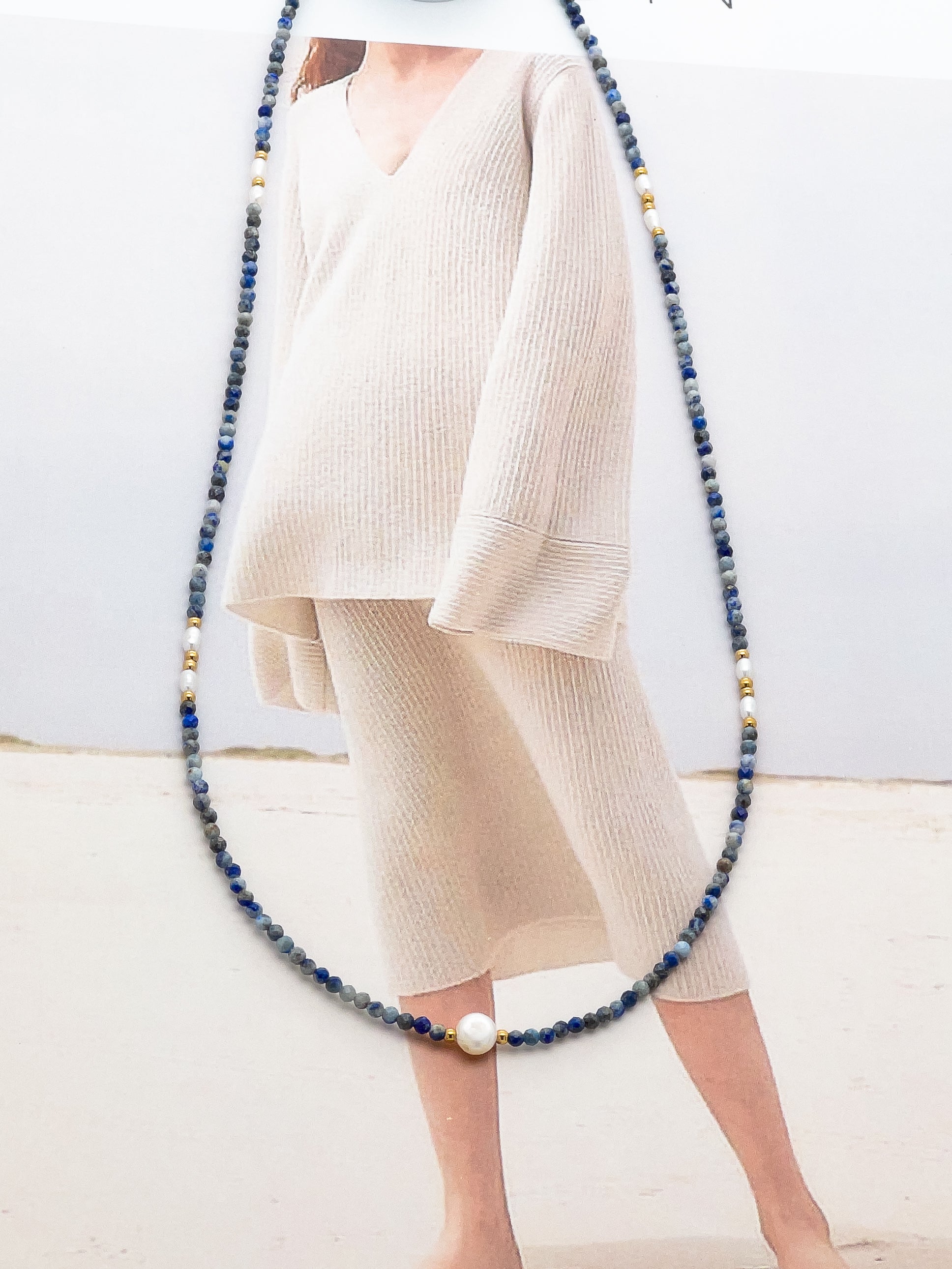 Oceana Lapis Beads Layered Choker Necklace - Everyday Jewelry | Chic Chic Bon