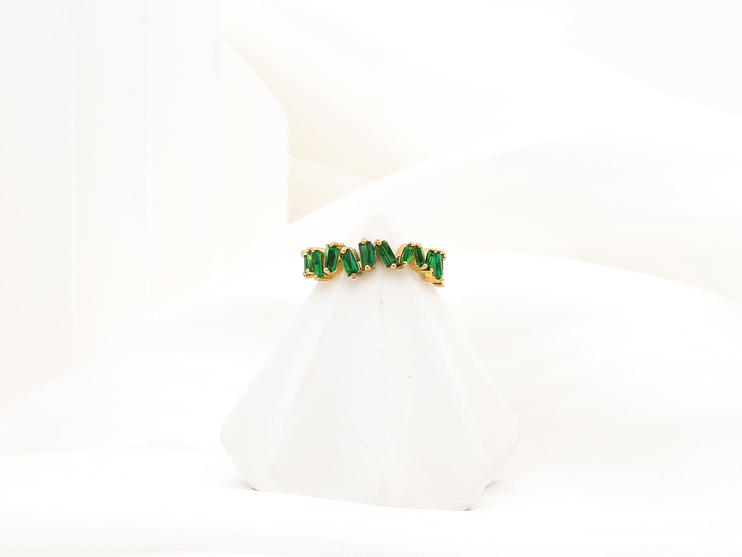Helena Green Fuzzy Crystal Diamond Ring - Fashion Jewelry | chic chic bon