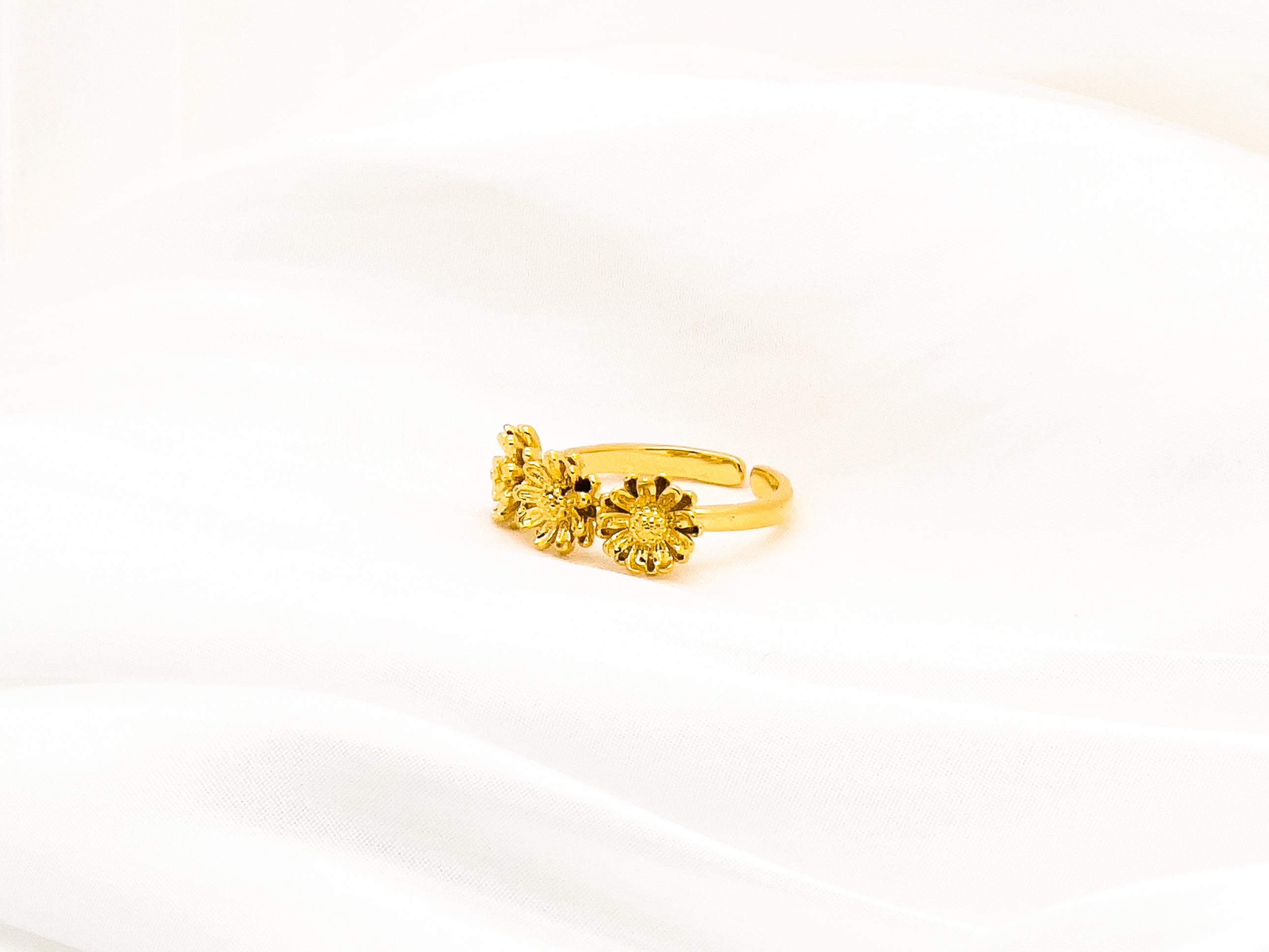 Jennie Gold Flowers Adjustable Ring - Everyday Jewelry | chic chic bon