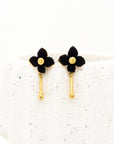 Vivienne Four Black Leaves Gold Drop Earrings  - Fashion Jewelry  | Chic Chic Bon