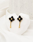 Vivienne Four Black Leaves Gold Drop Earrings  - Fashion Jewelry  | Chic Chic Bon