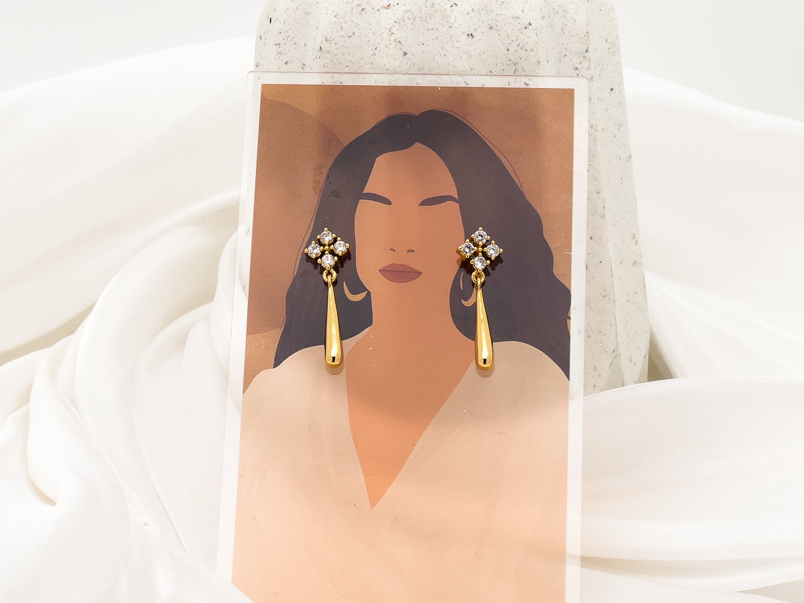 Lois Crystal Tear Drop Tassel Earrings in Gold - Fashion Jewelry  | chic chic bon