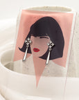 Lois Crystal Tear Drop Tassel Earrings in Silver - Fashion Jewelry  | chic chic bon