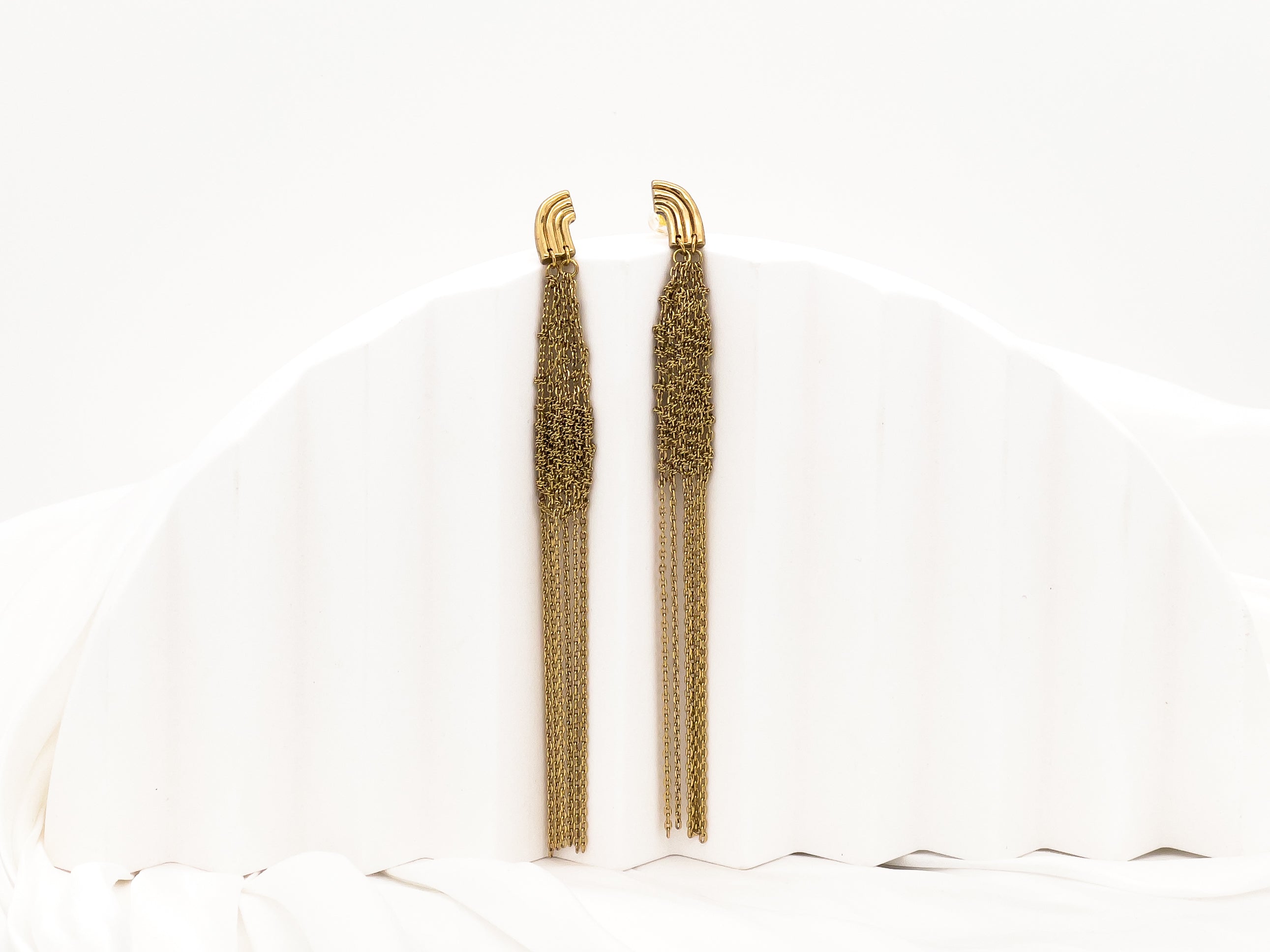 Hera Vintage Gold Weave Chain Drop Earrings - Fashion Jewelry  | chic chic bon