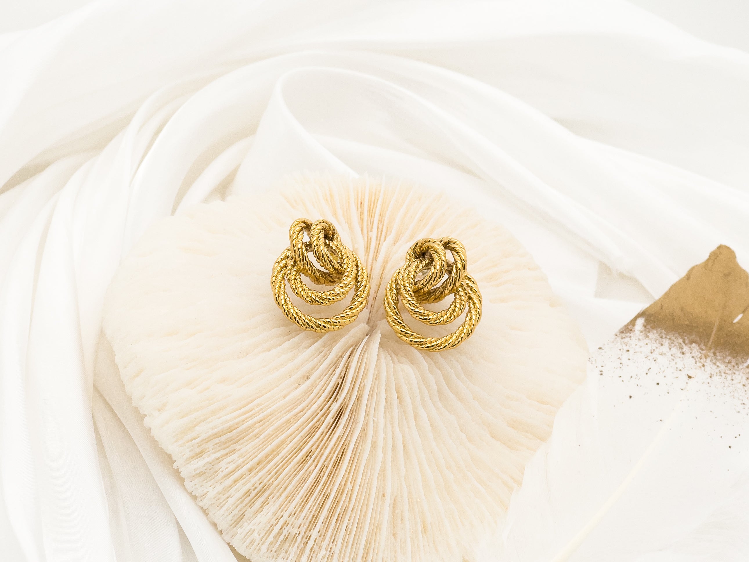 Themis Vintage Gold Rope Knot Stud Earrings - Fashion Jewelry  | chic chic bon