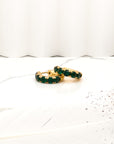Emerald green crystal gold hoops earring