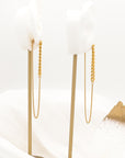 Lila Dual Gold Chain Back Drop Earrings - Fashion Jewelry  | Chic Chic Bon