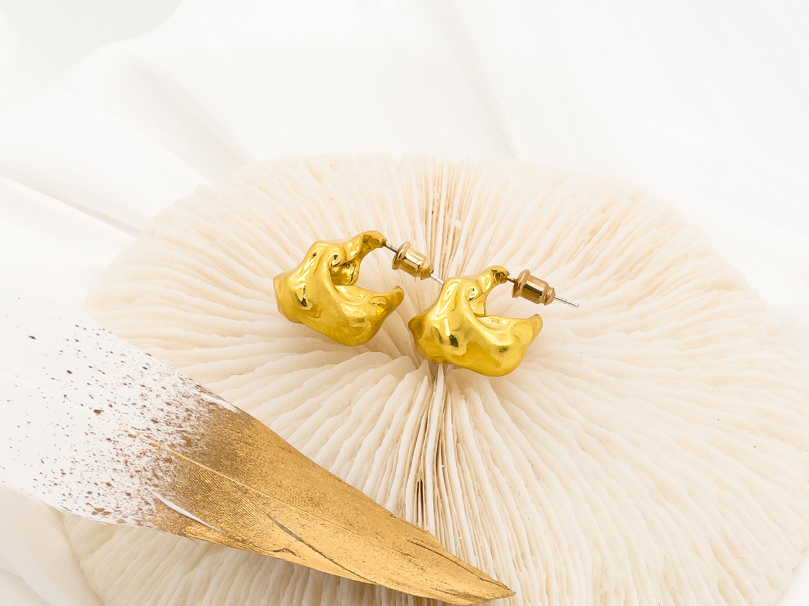 Eos Vintage Misty Gold Huggies Earrings - Fashion Jewelry  | chic chic bon