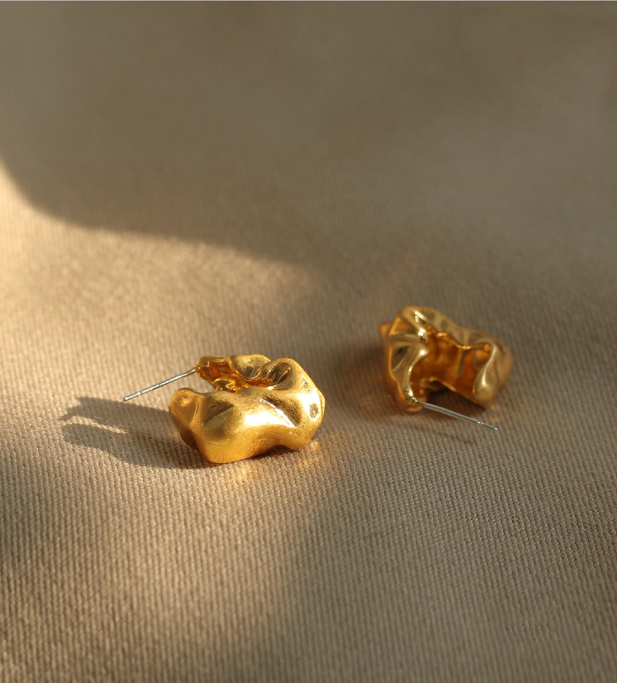 Eos Vintage Misty Gold Huggies Earrings - Fashion Jewelry  | chic chic bon