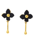 Vivienne Four Black Leaves Gold Drop Earrings  - Fashion Jewelry  | Chic Chic Bon