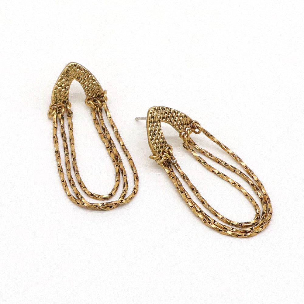 Thetis Hammered Gold Vintage Drop Earrings - Fashion Jewelry  | chic chic bon