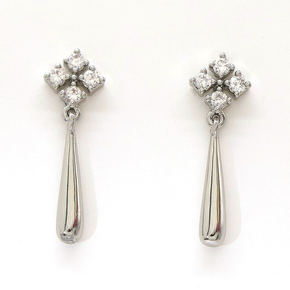 Lois Crystal Tear Drop Tassel Earrings in Silver- Fashion Jewelry  | chic chic bon