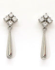 Lois Crystal Tear Drop Tassel Earrings in Silver- Fashion Jewelry  | chic chic bon